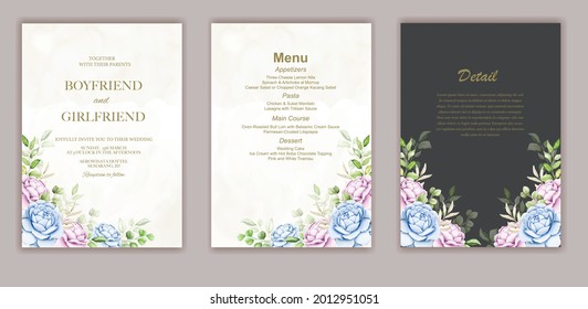 Elegant watercolor wedding invitation floral