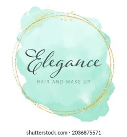 Elegant Watercolour Logo Design With Gold Glitter Elements