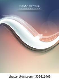 elegant wave bent white lines, transparency effect with light flares, eps10 vector illustration