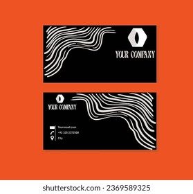 elegant wave business card black and grey color