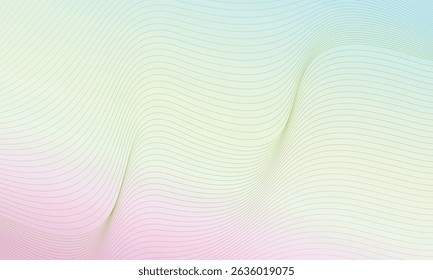 Elegant wave lines drift through soft pastel gradients, evoking harmony and simplicity in digital design art