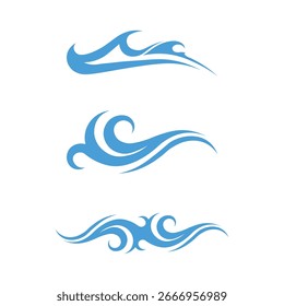 Diseño elegante del logotipo del Vector de agua de la onda con las Formas azules abstractas fluidas del océano