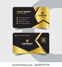 Elegant Wave-Style Black and Gold Business Card for Corporate Professionals