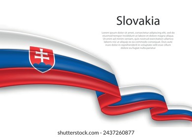 Elegant, wavy abstract representation flag of Slovakia, flowing on a white background with placeholder text