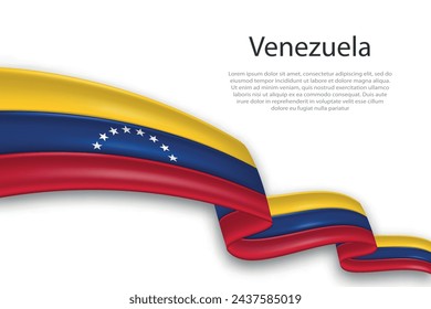 Elegant, wavy abstract representation flag of Venezuela, flowing on a white background with placeholder text