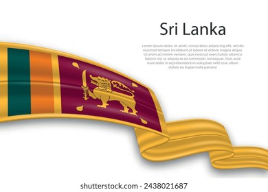 Elegant, wavy abstract representation flag of Sri Lanka, flowing on a white background with placeholder text