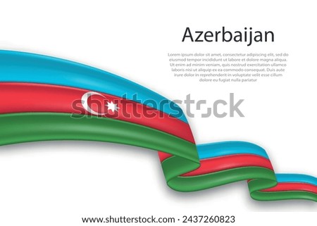 Elegant, wavy abstract representation flag of Azerbaijan, flowing on a white background with placeholder text