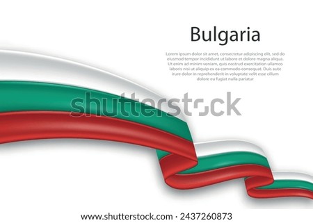 Elegant, wavy abstract representation flag of Bulgaria, flowing on a white background with placeholder text