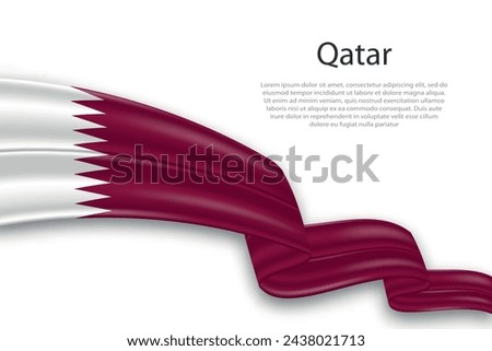 Elegant, wavy abstract representation flag of Qatar, flowing on a white background with placeholder text