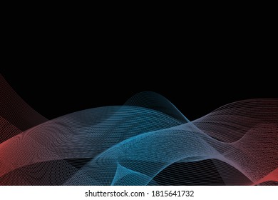 elegant wavy background spectrum transparency element colorful light neon effect red, blue with dark black backdrop layout frame cover template design vector