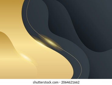 Elegant wavy black gold background with overlap layer. Suit for business, corporate, institution, party, festive, seminar, and talks
