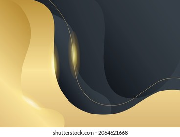 Elegant wavy black gold background with overlap layer. Suit for business, corporate, institution, party, festive, seminar, and talks