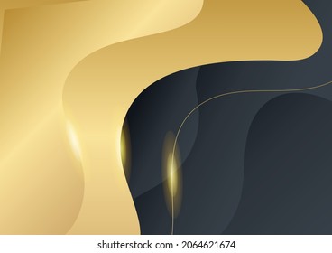 Elegant wavy black gold background with overlap layer. Suit for business, corporate, institution, party, festive, seminar, and talks