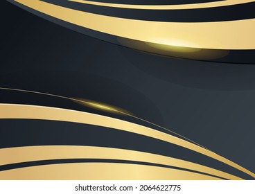 Elegant wavy black gold background with overlap layer. Suit for business, corporate, institution, party, festive, seminar, and talks