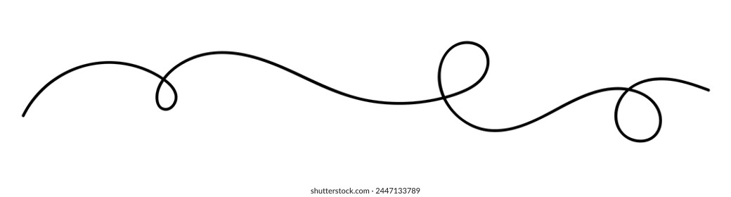 Elegant wavy line. Abstract squiggles black line. Vector illustration isolated on white background.