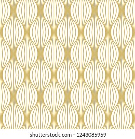 Elegant wavy linear background. Seamless vector pattern in gold