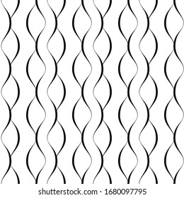 Elegant wavy lines. Seamless pattern. Wave line intertwined. Interwoven striped design. Twist stripe. Tangled waves background. Simple geometric texture. Black and white backdrop for print. Vector
