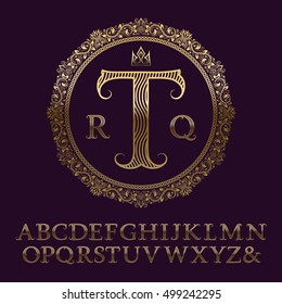 Elegant wavy patterned gold letters with initial monogram. Isolated vintage English alphabet perfect for luxury logos, branding, invitations, and classic design projects.