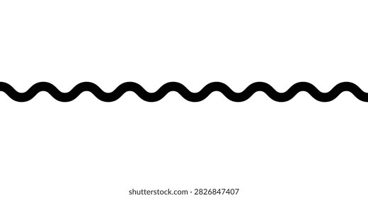 Elegant Wavy Sine Wave Line Divider Seamless Horizontal Vector Pattern