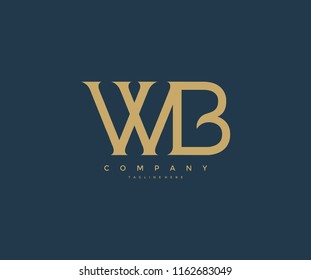 Elegant WB Letter Linked Monogram Logo Design