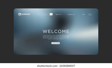 Elegant website interface template with modern blurred background and intuitive navigation