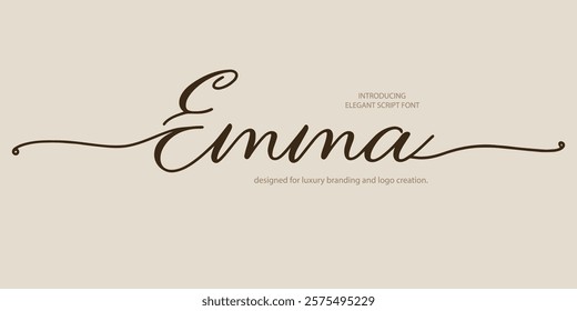 Elegant wedding alphabet font "Emma" designed for luxury branding and logo creation. This classic and minimal typeface is perfect for fashion designs, weddings, and sophisticated aesthetics.