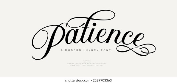 Elegante casamento alfabeto fonte logotipo clássico moda mínima designs. Tipografia de luxo moderna letra serif fontes e número para logotipos marca tatuagem. ilustração vetorial