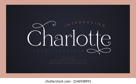 Elegant wedding alphabet letters font and number. Typography uxury classic lettering serif fonts decorative vintage retro concept. vector illustration