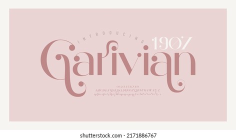 Elegant wedding alphabet letters font and number. Typography luxury classic lettering serif fonts decorative vintage retro concept. vector illustration