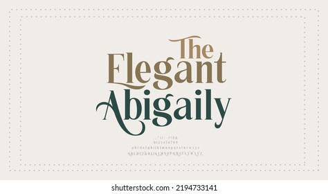 Elegant wedding alphabet letters font and number. Typography Luxury classic lettering serif fonts decorative vintage retro concept. vector illustration