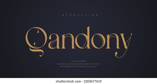 Elegant wedding alphabet letters font and number. Typography Luxury classic lettering serif fonts decorative logo vintage retro concept. vector illustration