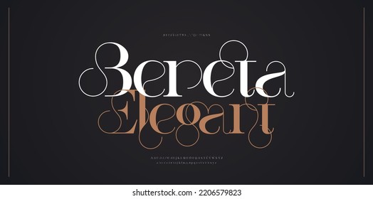 Elegant wedding alphabet letters font. Typography Luxury classic lettering serif fonts  and numbers decorative logo vintage retro concept. vector illustration