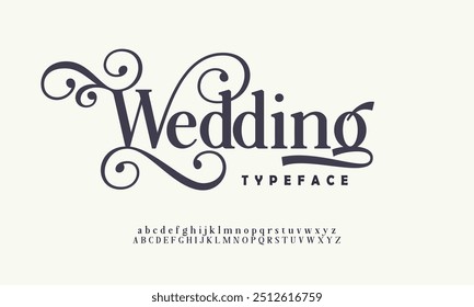 Elegant wedding alphabet letters font and number. Typography Luxury classic lettering serif fonts decorative vintage retro logo concept. vector illustration