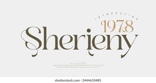 Elegant wedding alphabet letters logo font and number. Typography Luxury classic lettering serif logos fonts decorative vintage retro concept. vector illustration