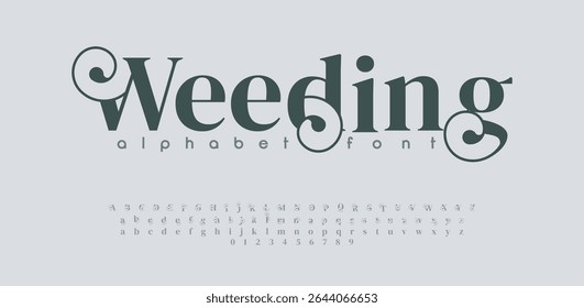 Elegant wedding alphabet logo font. Typography Beauty fashion luxury classic letters serif fonts decorative wedding vintage retro logos. vector illustration