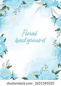 Elegant wedding background with blue flower splash and brush strokes, perfect for invitations, cards, posters, or romantic event decoration