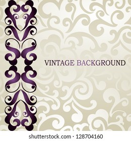 Elegant wedding, business, visiting, invitation card. Vintage border, abstract swirls wallpaper