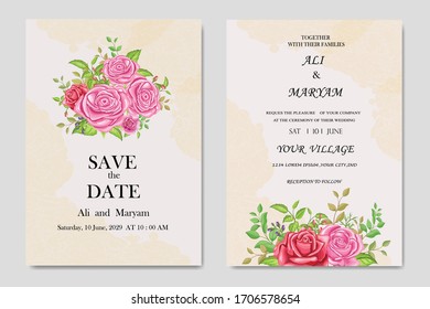 Elegant wedding card invitation floral set