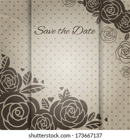 Elegant wedding card with roses. Vector illustration