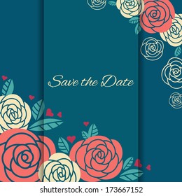 Elegant wedding card with roses. Vector illustration