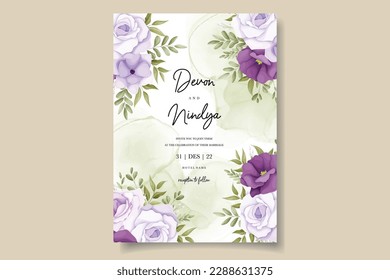 Elegant wedding card with soft flower