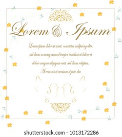 Elegant wedding card spring summer floral flower frame border background pattern vector hand draw doodle art,elegant illustration cartoon