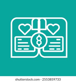 Elegant wedding cost icon with a money symbol, a heart, and wedding rings. Perfect for budgeting designs, planners, and wedding-related financial illustration