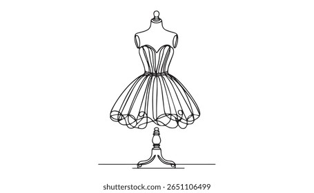 Vestido de casamento elegante isolado no fundo branco, arte da linha