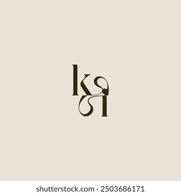 elegante boda línea dinámica monograma logo letra concepto de lujo KI