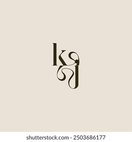 elegant wedding dynamic line monogram logo letter luxurious concept KJ