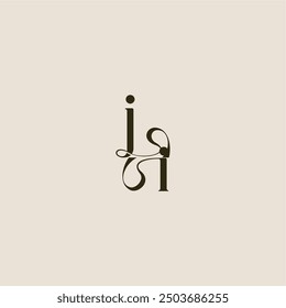 elegant wedding dynamic line monogram logo letter luxurious concept JI