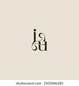 elegant wedding dynamic line monogram logo letter luxurious concept IU