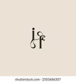 elegante boda línea dinámica monograma logo letra lujoso concepto IF