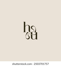 elegante Hochzeit dynamische Linie Monogramm Logo Buchstabe luxuriöses Konzept HU